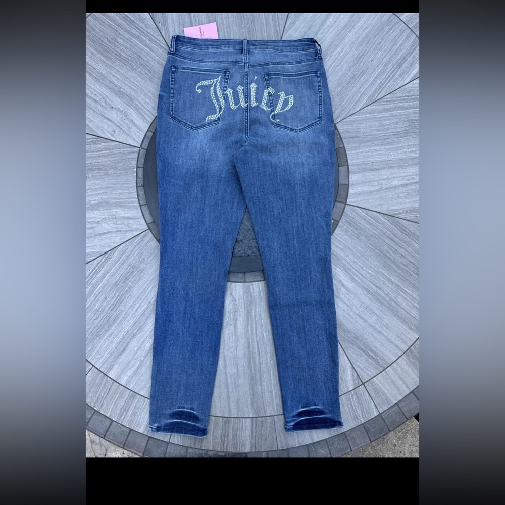 Juicy Couture Stretch Skinny Jeans Blue Denim With Rhinestones Women’s